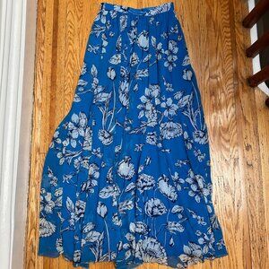 Alice + Olivia Full Length Blue Skirt with Flowers